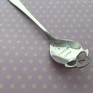 Hand Stamped Skull Tea Spoon "witches brew", moon, stars, Personalised, caffine lover, stamped your message, holloween, goth, quirky gift
