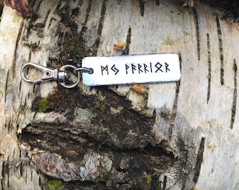 Hand Stamped Viking Runic Keychain, Personalized Norse Keyring