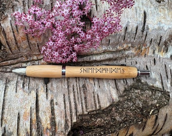 Personalized Bamboo Pen, Viking Runic Norse Gift