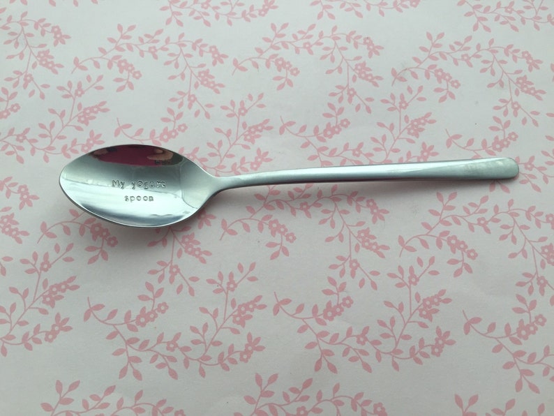 Kids lunchbox teaspoon, yogurt, Hand Stamped Tea Spoon, Personalised, back to school, stamped with your message,packed lunch, school lunch image 4