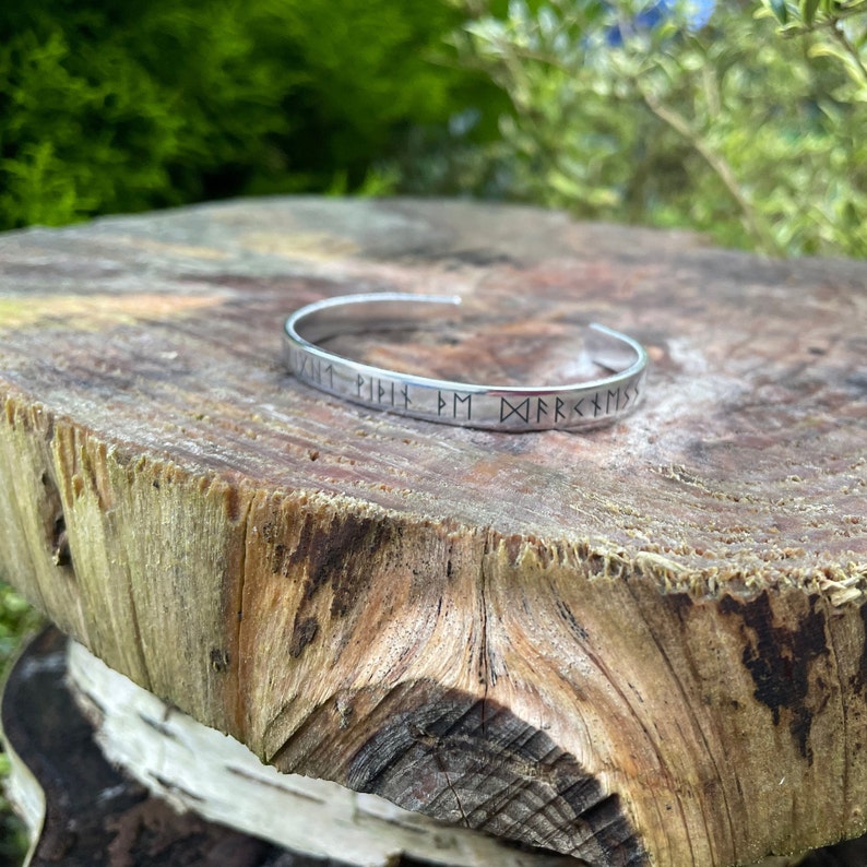 Viking runic cuff, find the light within the darkness, raven code, Hugin, Munin, aluminium, Elder Futhark, Norse, Viking, Odin, Wiccan image 5