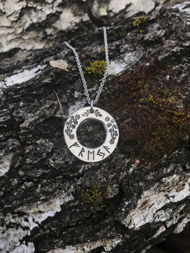 Freya Viking Hand Stamped jewellery, Rune, norse, viking, Fehu, raido, ehwaz, jera, ansuz, jewellery Elder Futhark, godess, crops and birth image 2