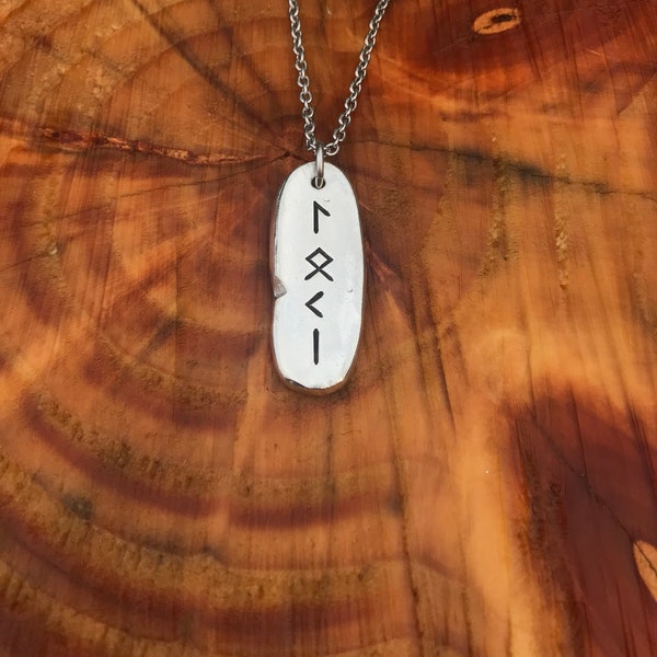 Loki Viking Hand Stamped pewter Rune, norse, God, viking, norse mythology, runic, jewellery, Elder Futhark, trickster, fatherhood, odin