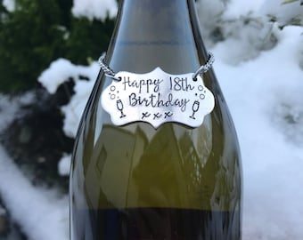 Personalized 18th Birthday Wine Tag, Custom Bottle Label, Keepsake