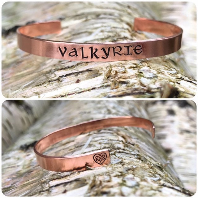 Viking Valkyrie hand stamped cuff, cuff, Odin, 6", copper,Norwegian, Valhalla, warrior, spirit, odin worshiper, 1/4" bracelet, Norse, Viking