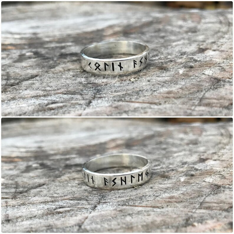 jewellery personalized custom size your message hand stamped your words Elder Futhark,norse viking runic sterling silver ring