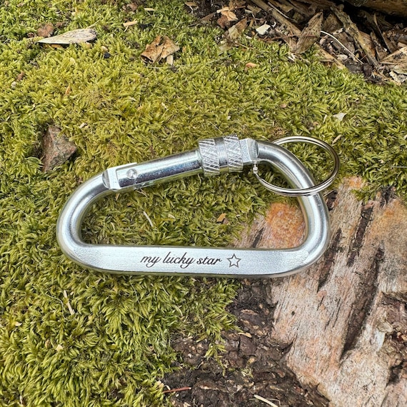Personalized Aluminum Carabiner Keychain, Engraved Screw Lock Keyring