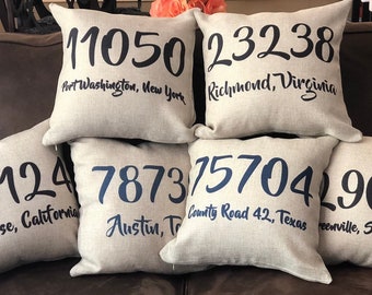 Zip Code Pillow Etsy