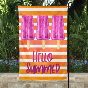 Garden Flag | Hello Summer Garden Flag | Welcome Flag | Yard Decor | Garden Decor| Porch Decor