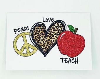 Teacher Note Card Set | Teacher Appreciation | Teacher Gift |  Notecards | Set of 10 | Peace Love Teach