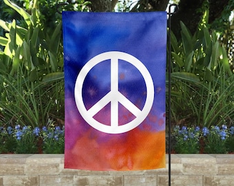 Garden Flag | Peace Sign Watercolor Garden Flag | Welcome Flag | Yard Decor | Garden Decor | Porch Decor | Outside Flag