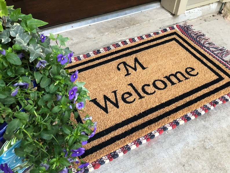 Monogrammed Doormat Initial Door Mat Housewarming Gift Etsy