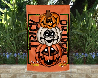 Garden Flag | Trick Or Treat Garden Flag | Welcome Flag | Yard Decor | Garden Decor| Porch Decor | Orange Trick or Treat