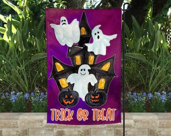 Garden Flag | Trick Or Treat Garden Flag | Welcome Flag | Yard Decor | Garden Decor| Porch Decor | Orange Trick or Treat