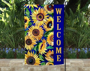 Welcome Garden Flag | Blue Sunflowers | Welcome Flag | Yard Decor | Garden Decor | Porch Decor