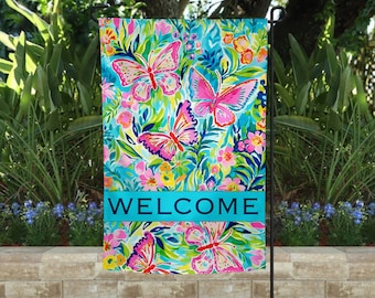 Welcome Garden Flag | Blue Butterfly | Welcome Flag | Yard Decor | Garden Decor | Porch Decor