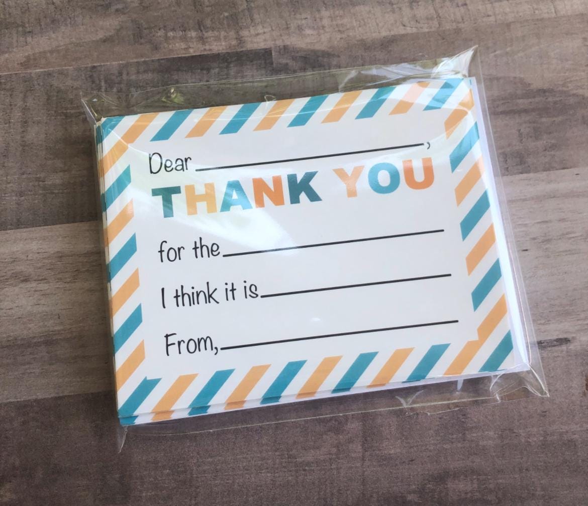 Fill in the Blank Thank You Notes for Kids | Thank You Cards for Boy ...
