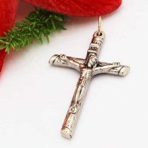 Large Crucifix, Catholic Cross, Rosary Part, Jesus on the Cross, Rosary Crucifix Pendant, Rosary Findings, Silver Crucifix, Jewelry Supplies