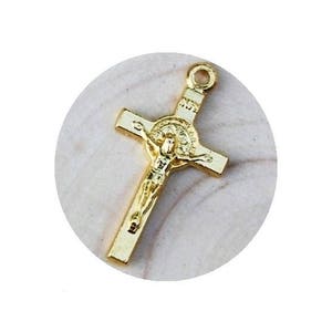 Tiny St Benedict Cross, Saint Benedict Crucifix, San Benito Cross for Rosary Making, Patron Saint Charm, Catholic Supplies, Rosary Parts