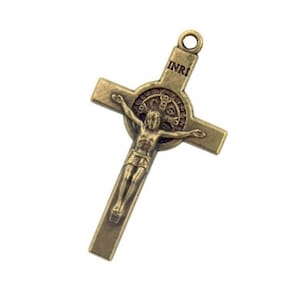 St Benedict Cross, Saint Benedict Crucifix, San Benito Cross for Rosary Making, Patron Saint Charm, Catholic Jewelry Supply, Rosary Parts