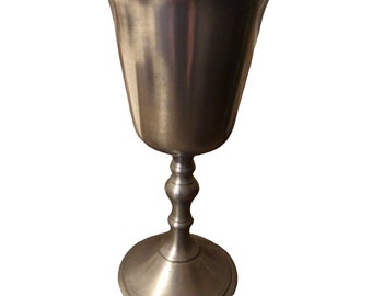 Made in England 6 1/2" Tall Pewter Drinking Goblet Chalice Cup Vintage