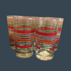 Fiesta Ware Striped Primary Colors 7oz Juice Glasses Set of 5 Retired
