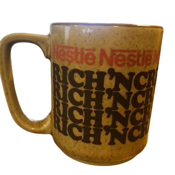 Nestle Rich & Creamy Hot Cocoa Ceramic Mug Japan Vtg Brown Glaze