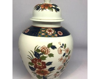 Vintage Imari Empress Porcelain Ginger Jar with Lid, Urn, Vase, Japan