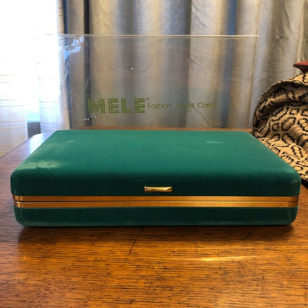 MELE Fashion Jewel Case NEW Green Velvet Mirror Jewelry Box MCM Vanity Case