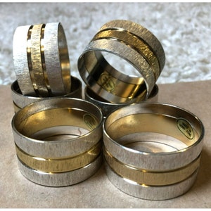 Vintage MCM Silver/Gold Make in Hong Kong Set of 6 Napkin Rings