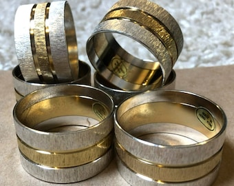 Vintage MCM Silver/Gold Make in Hong Kong Set of 6 Napkin Rings