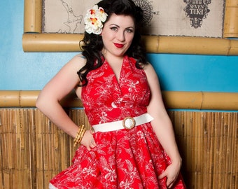 REDUCED! XS (24waist) - Red Hawaiian - Lola Swing Dress - Miss Fortune
