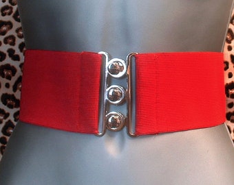 REDUCED! M & L - 3 Inch Wide Red Elastic Belt