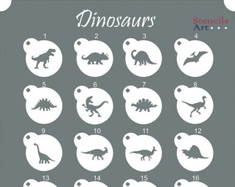 Dinosaurs stencils, Animal stencils, cookie stencils, T-Rex stencils macaron stencils dino stencils pochoirs, pochoirs a biscuits Schablonen