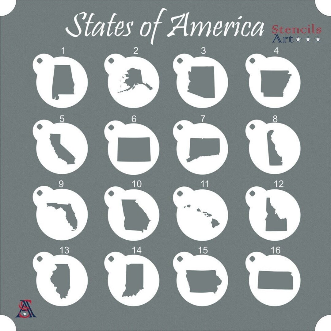 USA Stencils, American State Stencils, Stencil, Cookie Stencils, Macaron Stencils, USA Map ...