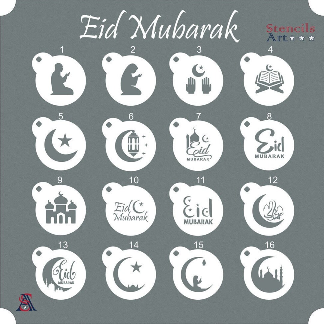 Eid Mubarak Stencils, Cookie Stencils, Stencils, Eid Stencils, Macaron ...