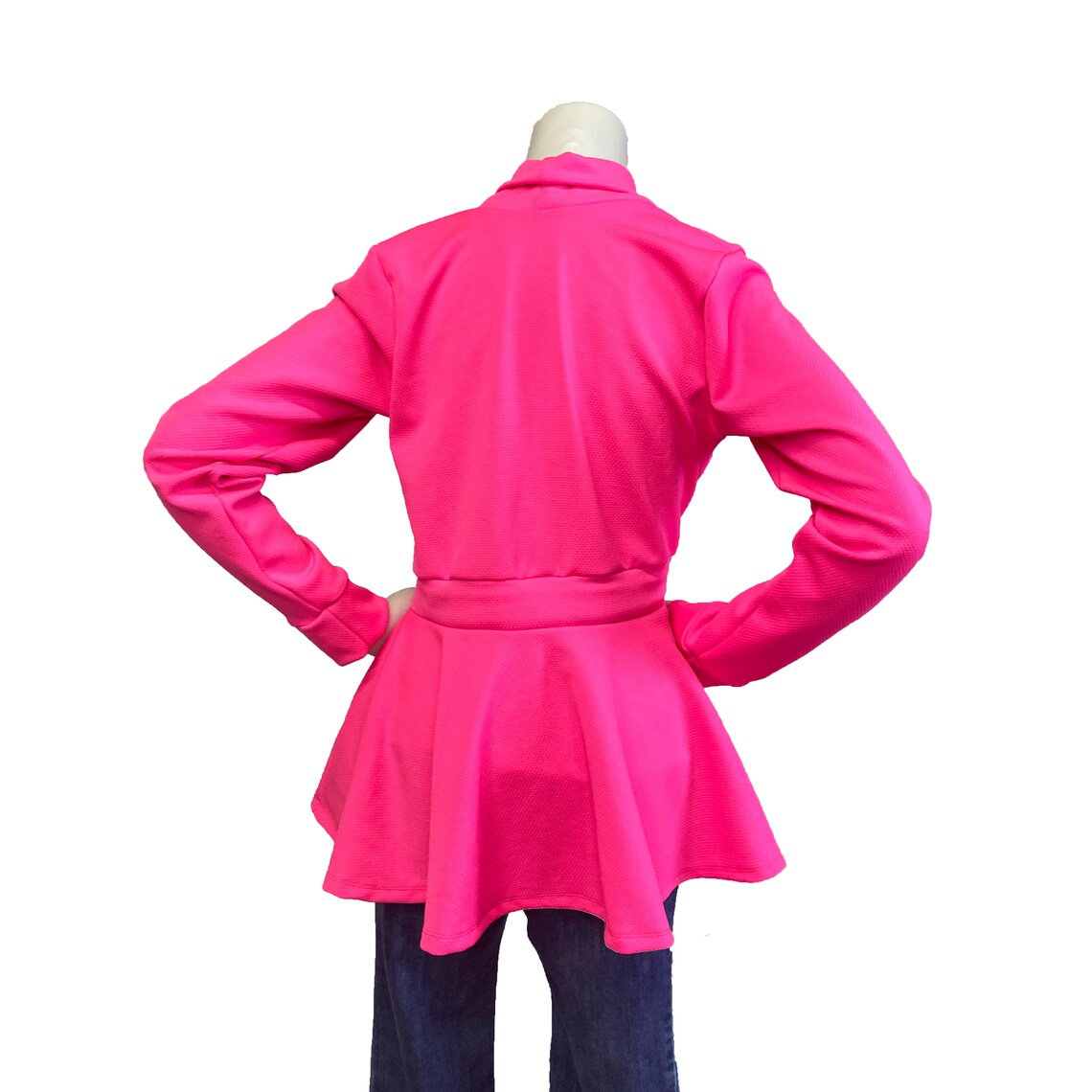 Hot Pink Jacket With a Tie Belt Twirl Skirt Top With Pockets Etsy