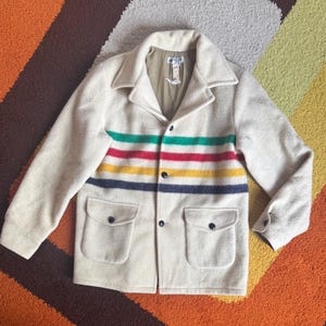 60-70s Canada製 Hudson's Bayウールコート 古着 60-70s Canada製 Hudson's Bay マルチ ボーダー ウール