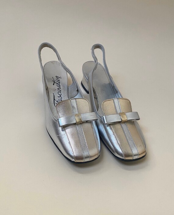 Vintage 1960’s Silver Mod Shoes Women’s Size 5.5