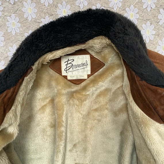 Vintage 1970's Suede Shearling Bomber Size 44 MED… - image 7