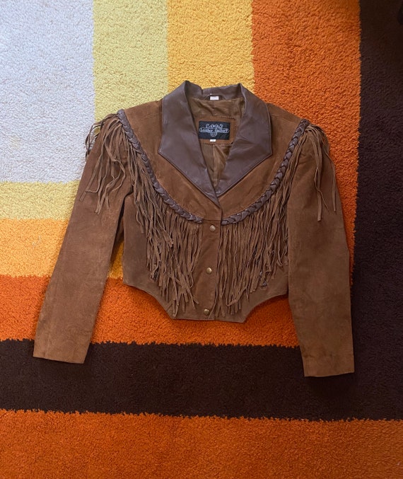 Vintage Suede Fringe Jacket Leather Gallery Crop S