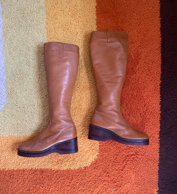 Vintage 1970’s Knee High Platform Boots Size 6