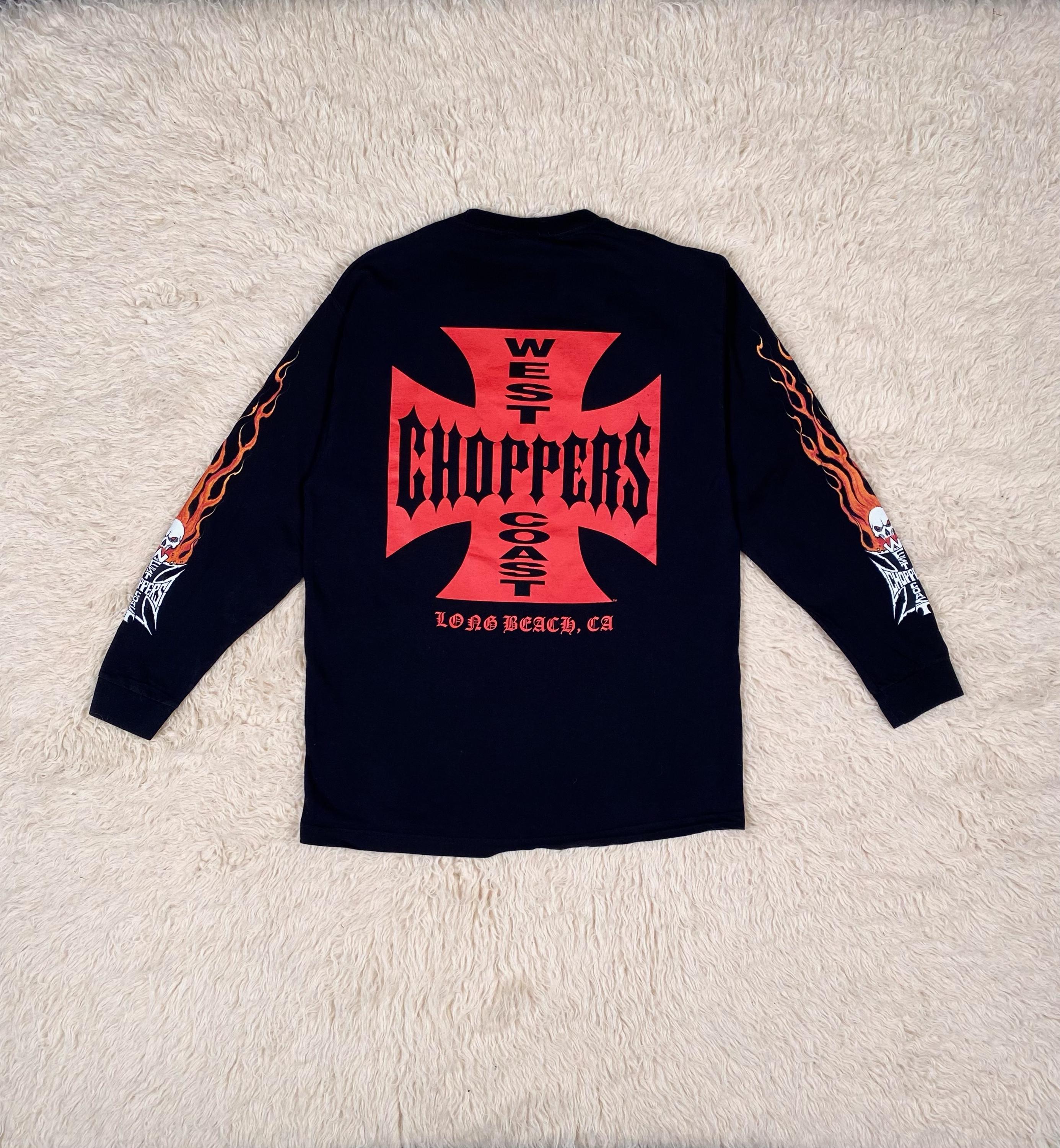 90s XL West Coast Choppers Cross Flame Long Sleeve T-shirt