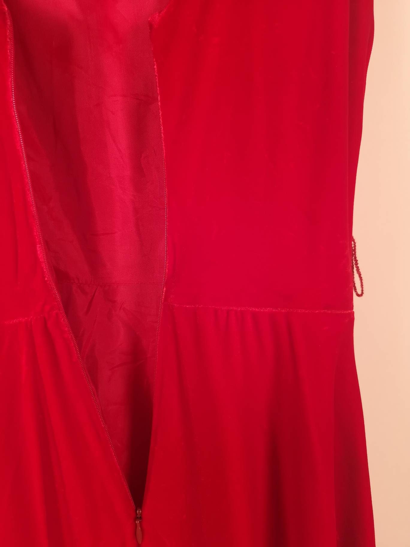 Vintage 1990's Red Velvet Hugo Buscati Dress Sleeveless | Etsy