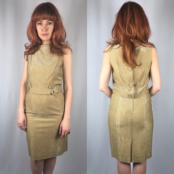 Vintage 1960's Gold Sparkle Cocktail Dress