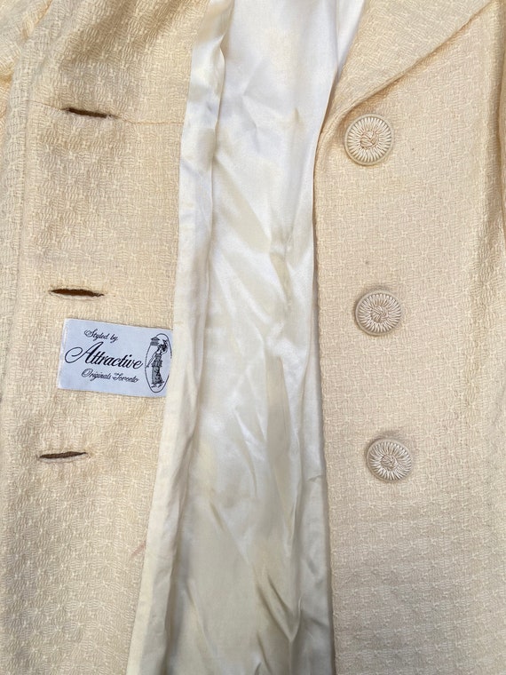 Vintage 1950's 1960's Pale Yellow Coat Spring Jac… - image 5