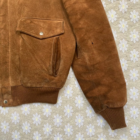 Vintage 1970's Suede Shearling Bomber Size 44 MED… - image 8