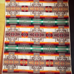 Vintage Pendleton Beaver State Wool Blanket 1940s 1950s Native Pattern Camp Blanket USA Made