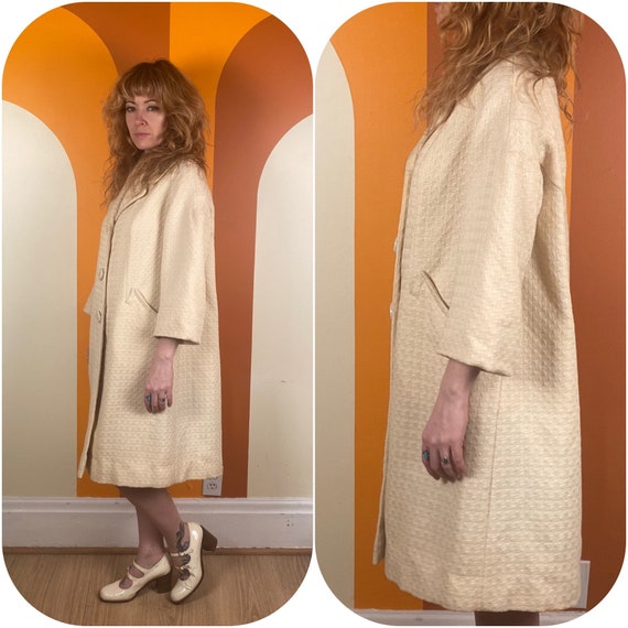 Vintage 1950's 1960's Pale Yellow Coat Spring Jac… - image 2