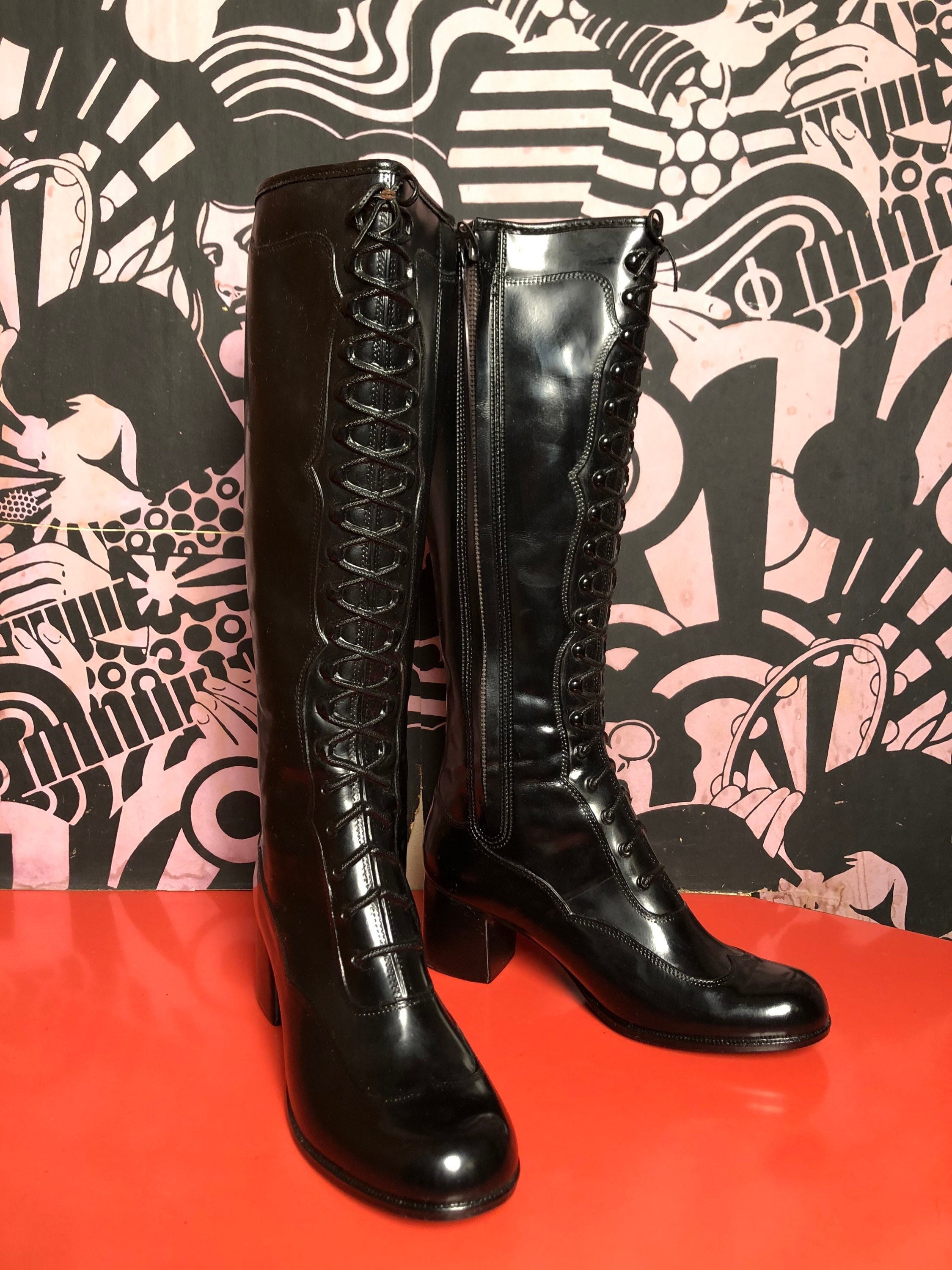  Evshine Women's Knee High Rain Boots - Narrow Calf - Fashion  Waterproof Tall Wellies Rain Shoes，Glossy Black，6